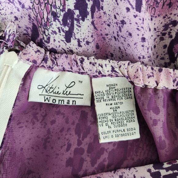 Vintage Y2K Katie Lin Woman Purple Pink Animal Print High Waist Midi Skirt L - Picture 4 of 9